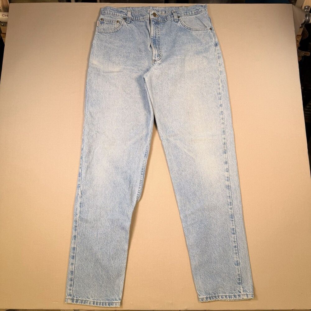 VTG Carhartt Denim Jeans Leather Patch 38x36 B17STW Relaxed Fit Oct 2000